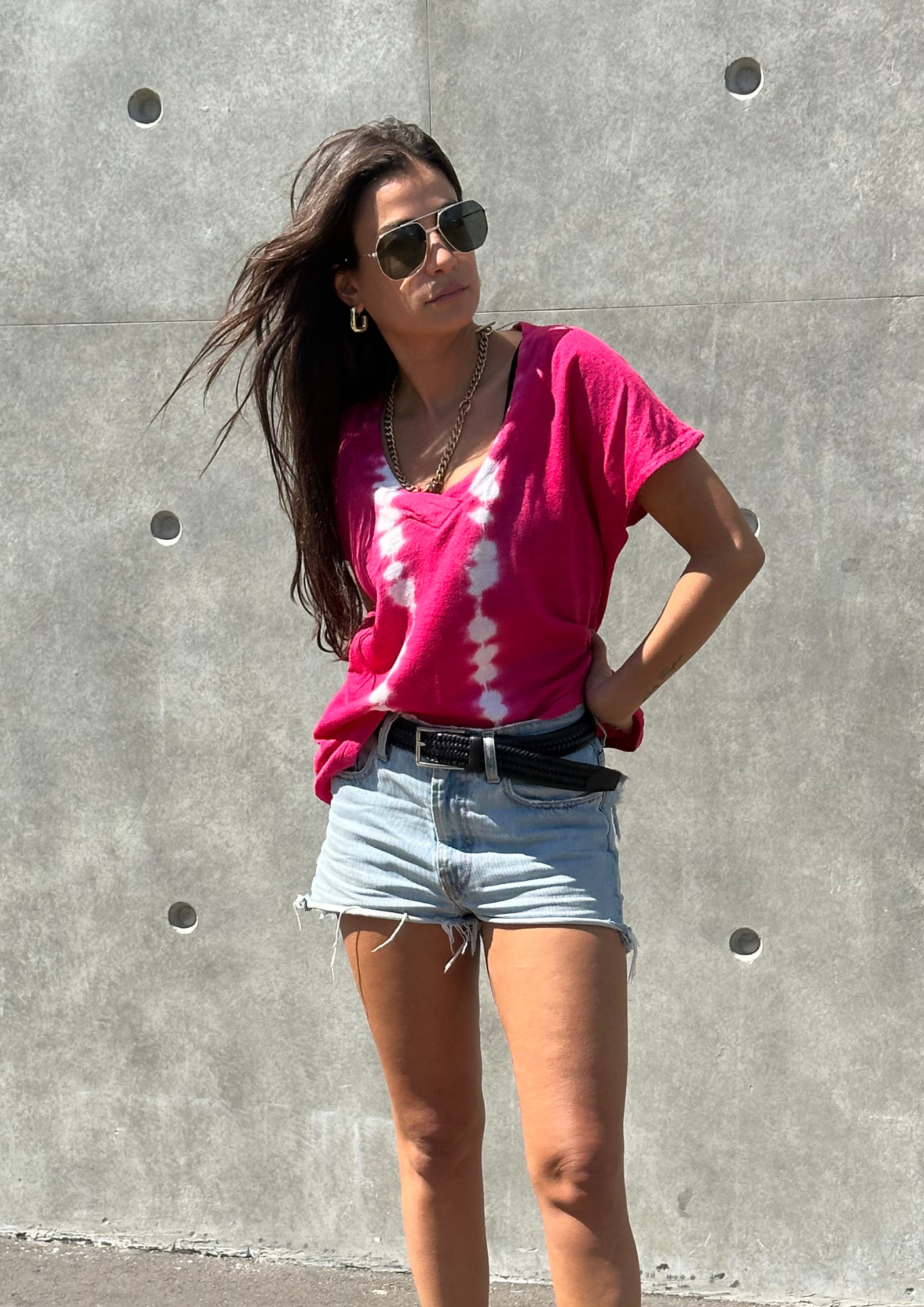 Linen V Tee Pink