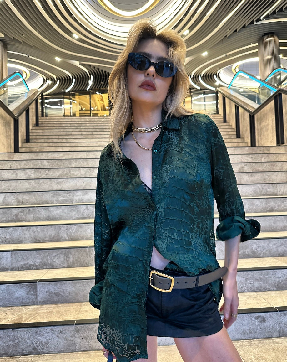 Croc Silk Shirt Green