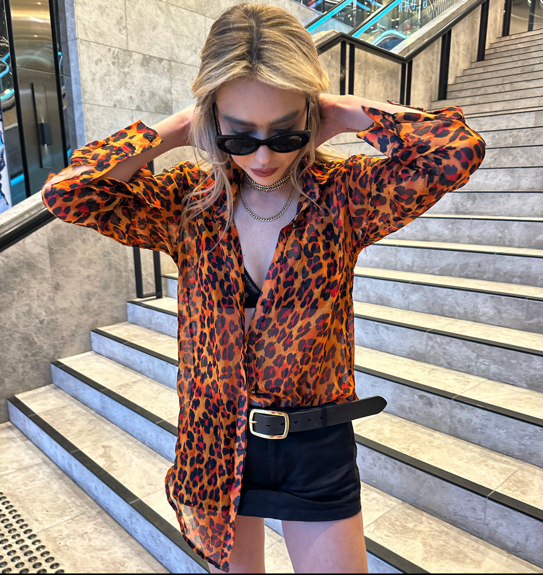 Orange Leopard Silk
