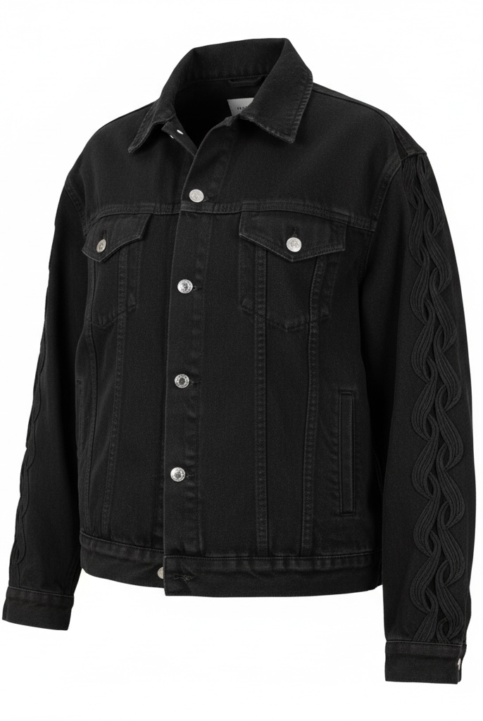 Beaded Braided Denim Jacket