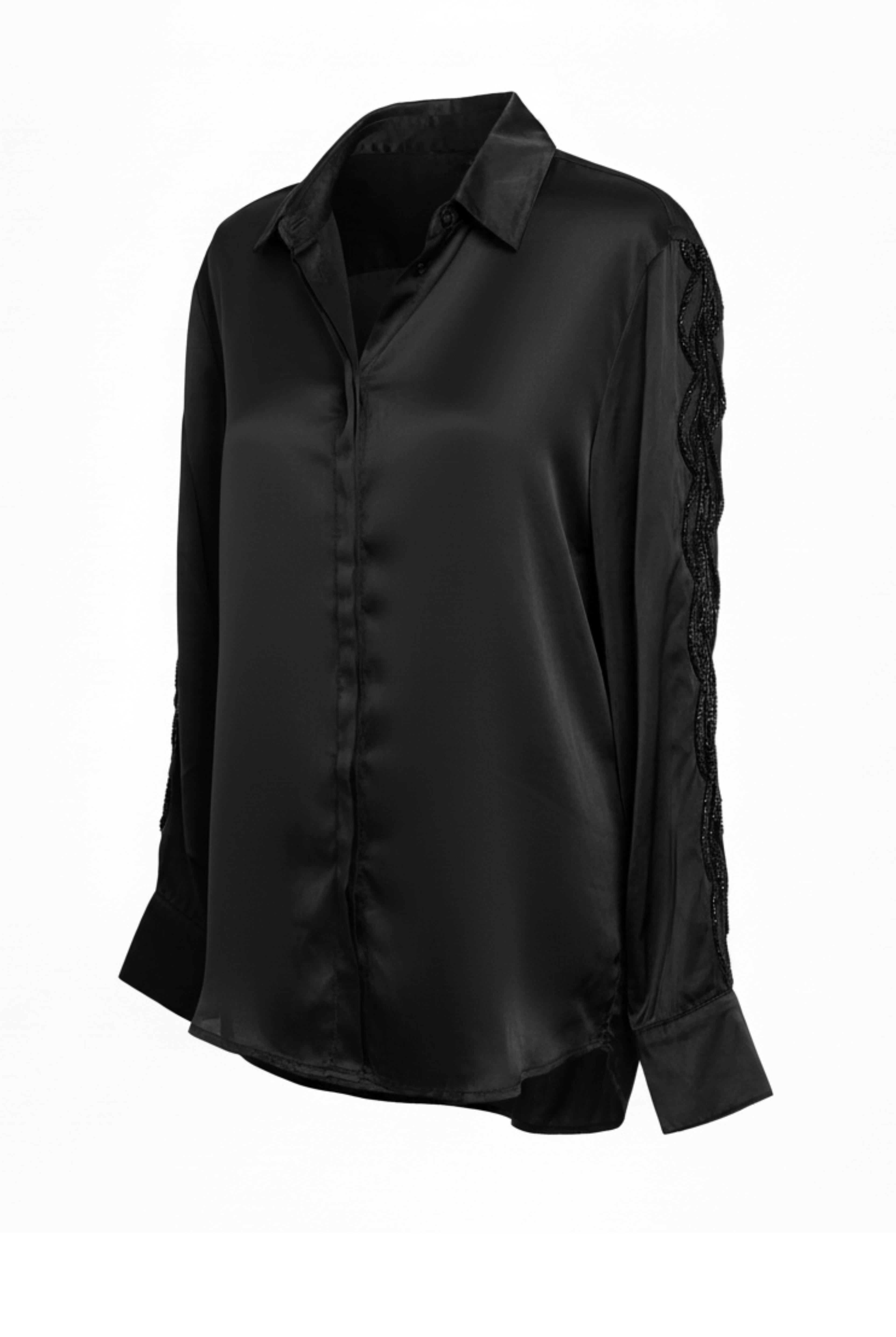 Beaded Braided Silk Shirt