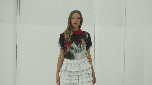 Leather Frill Skirt White