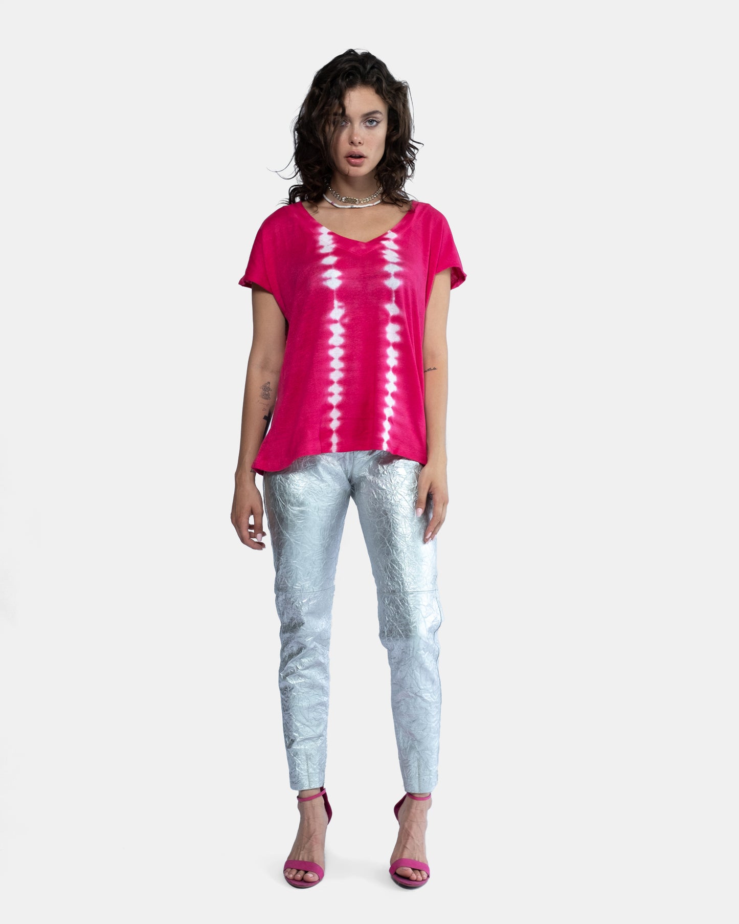 Linen V Tee Pink