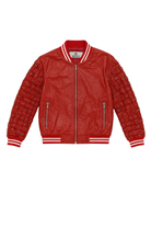 Caged Leather Bomber Red - Silver Hardware, front
