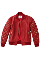 Caged Leather Bomber Red - Gold Hardware, front