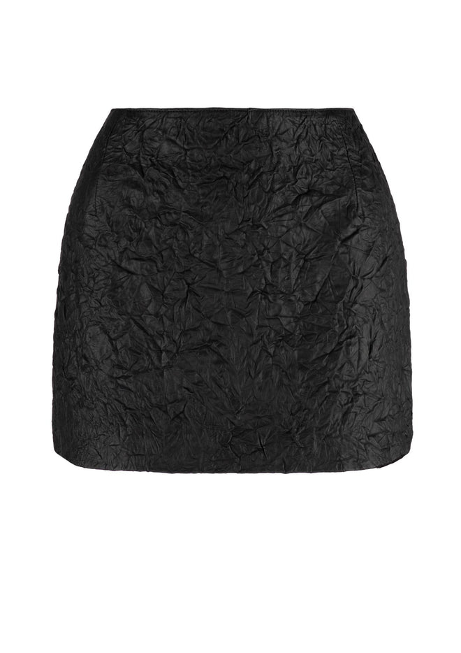 Crinkle Leather Mini Skirt