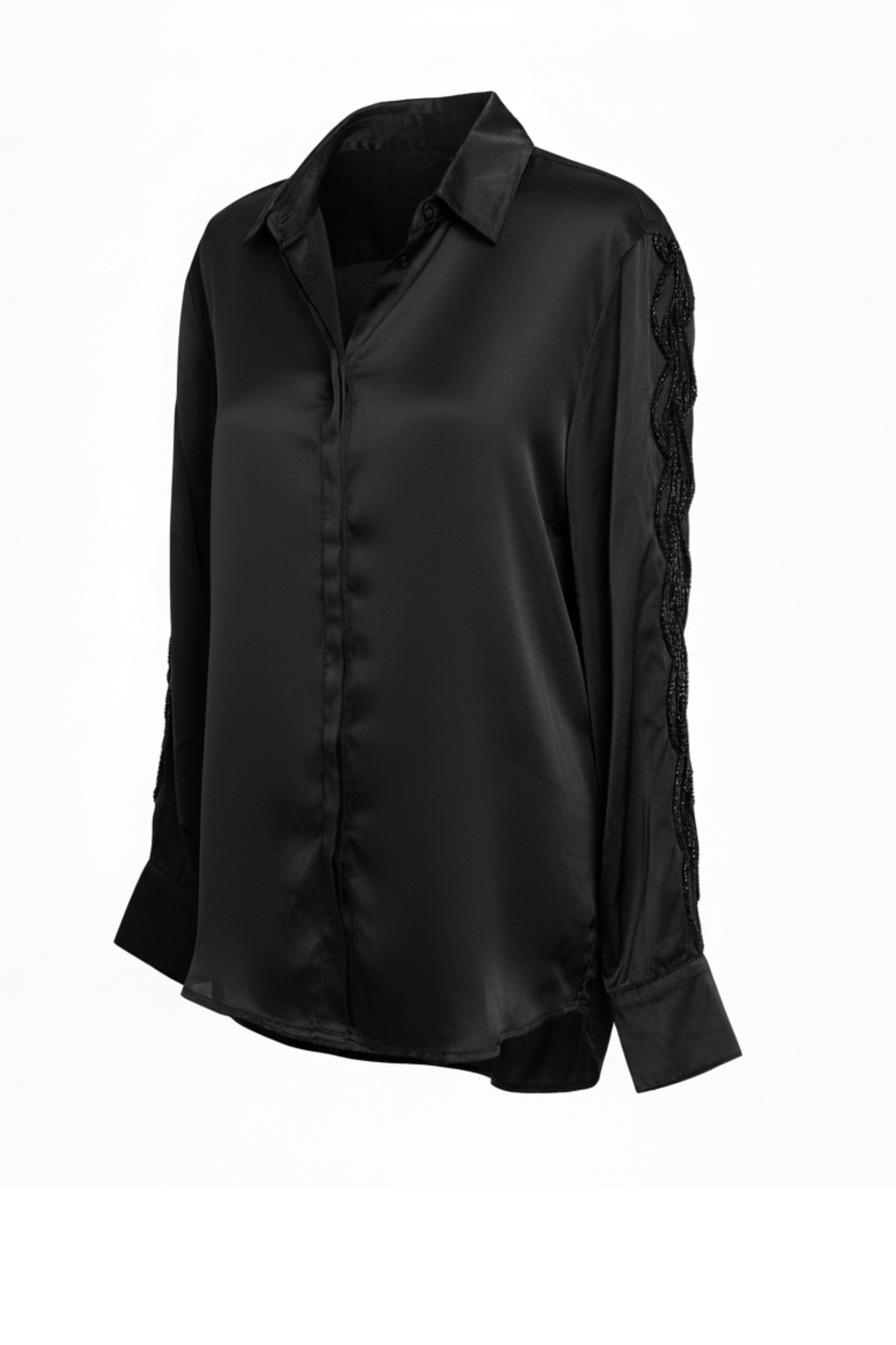 Beaded Braided Silk Shirt