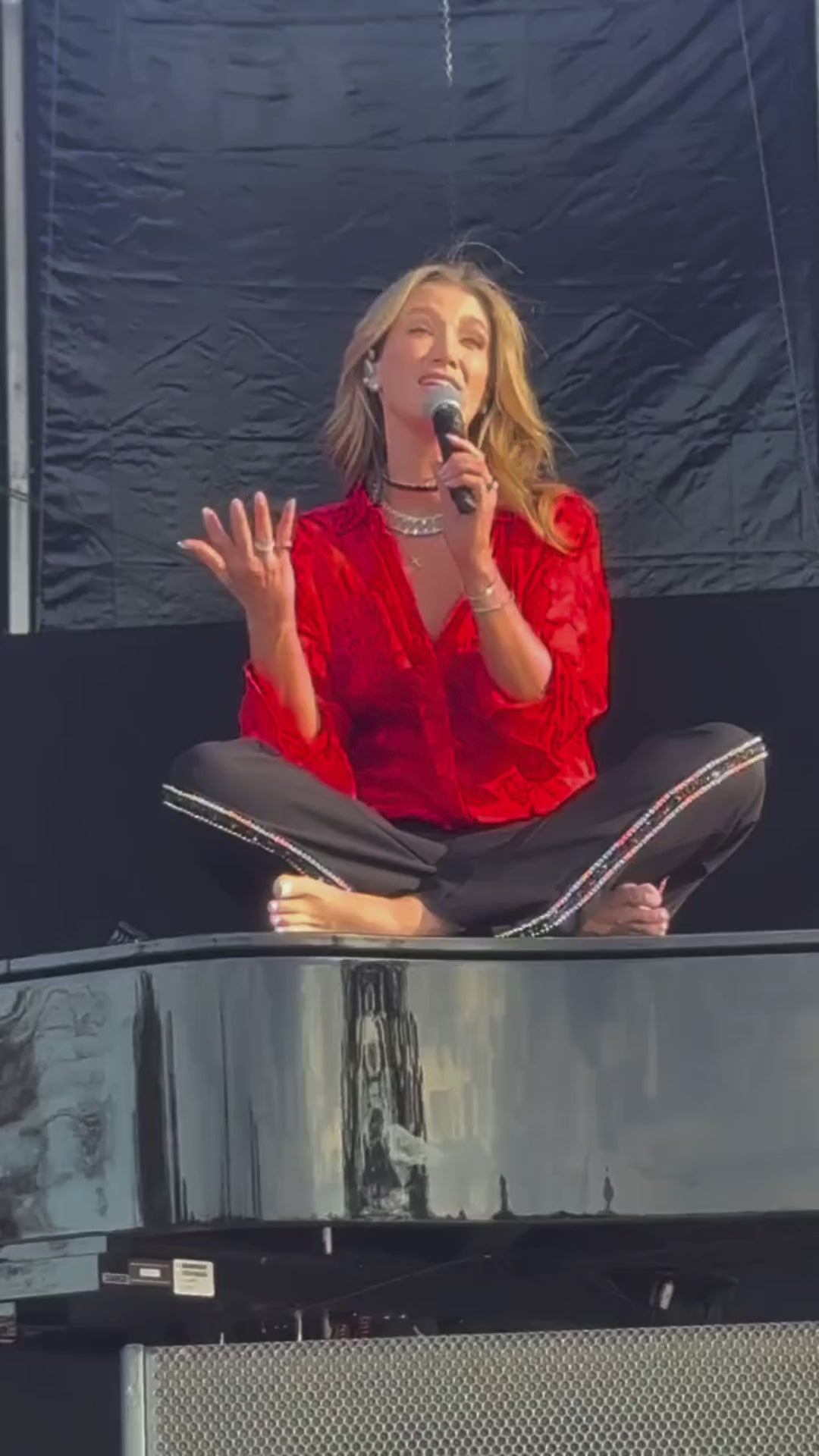 Delta Goodrem wearing Rocky Rafaela, video on Instagram