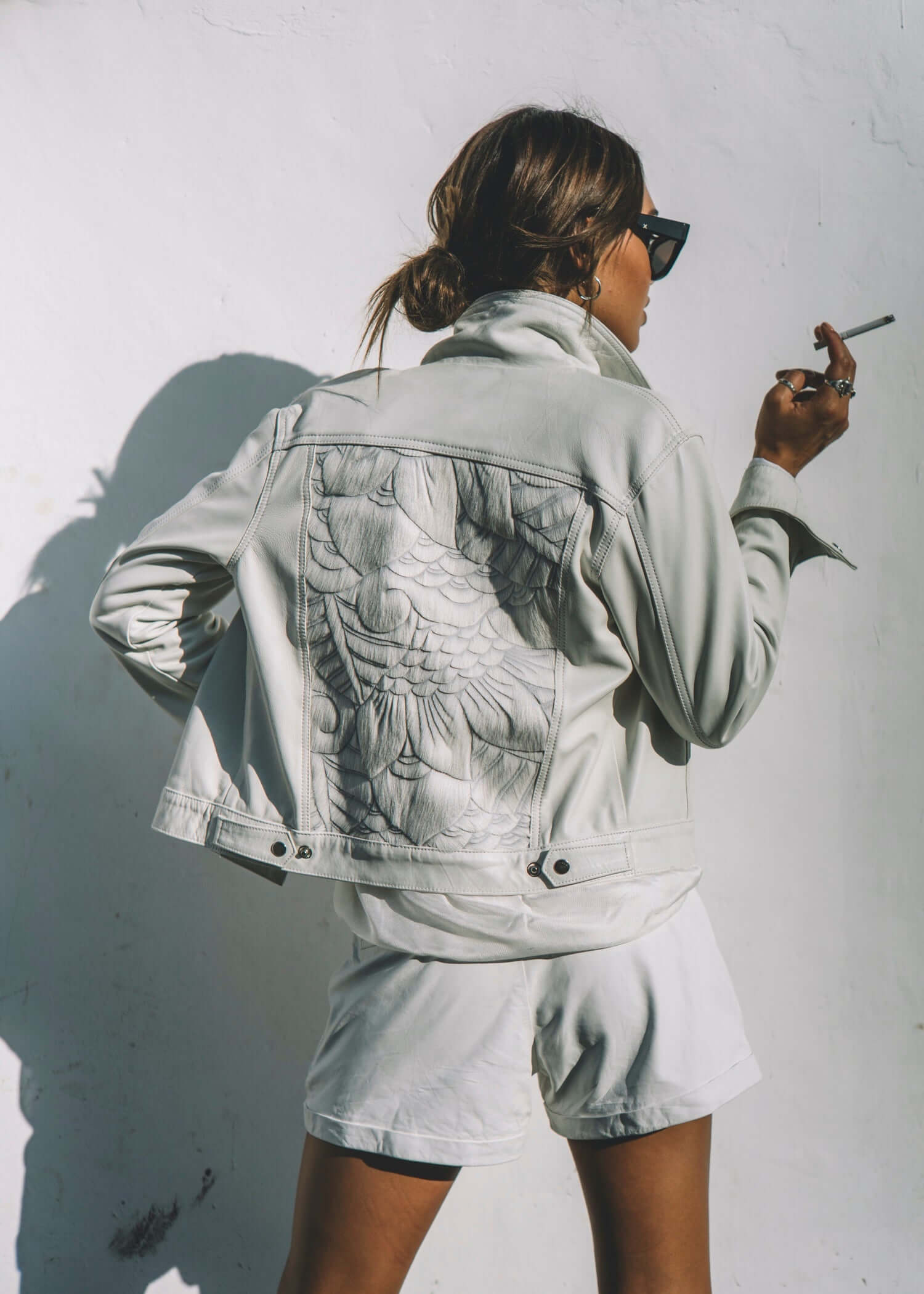 "Denim Style" Leather Jacket - White