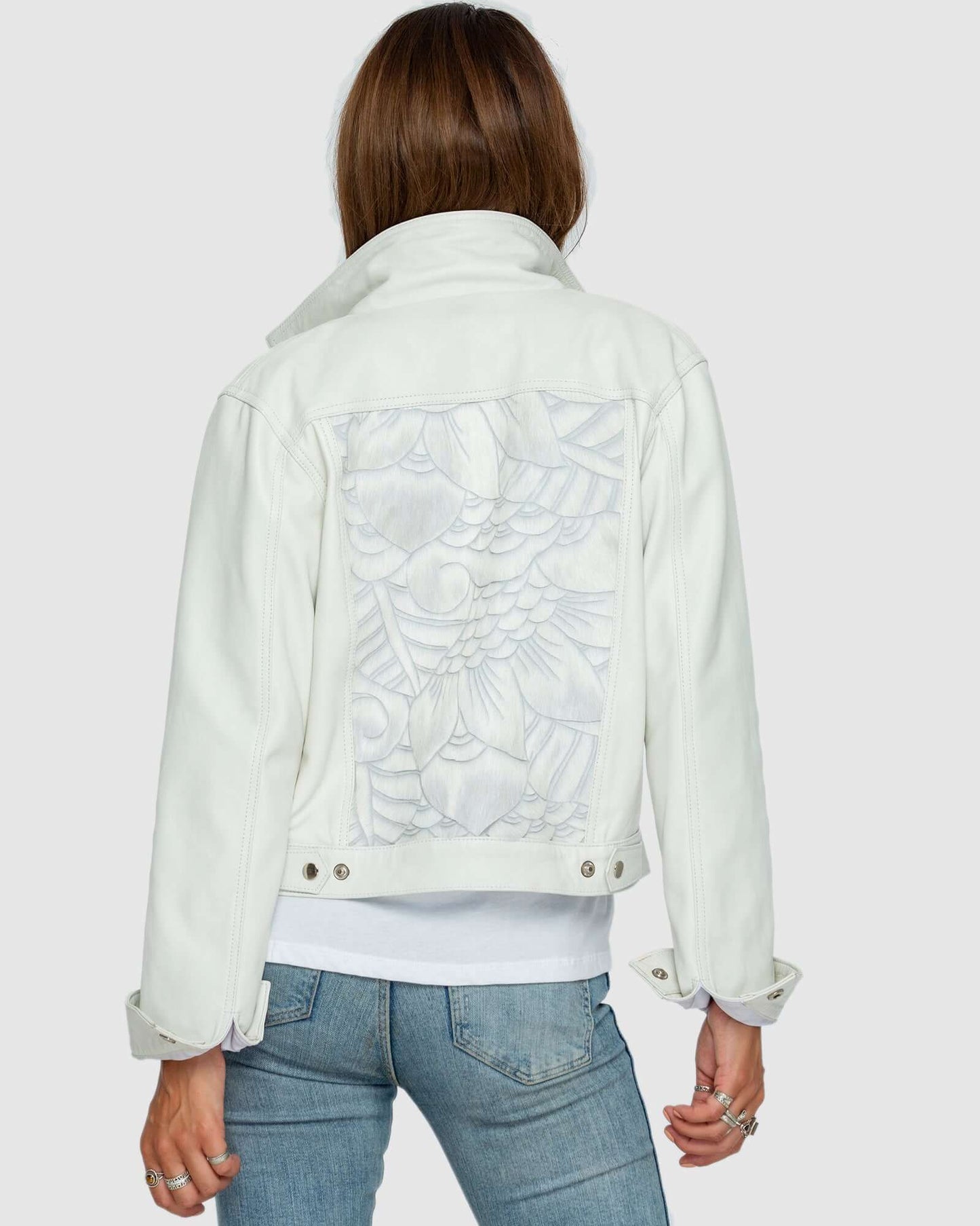 "Denim Style" Leather Jacket - White