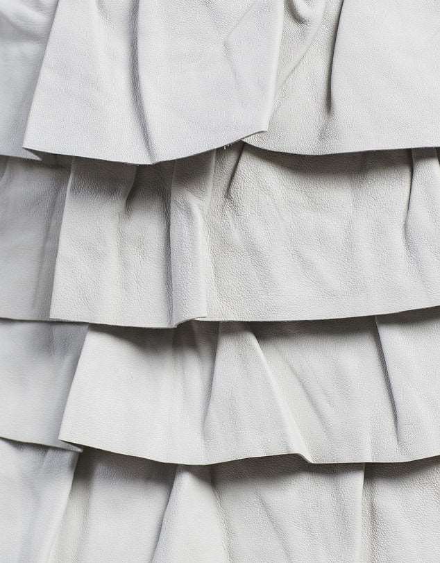 Leather Frill Skirt White