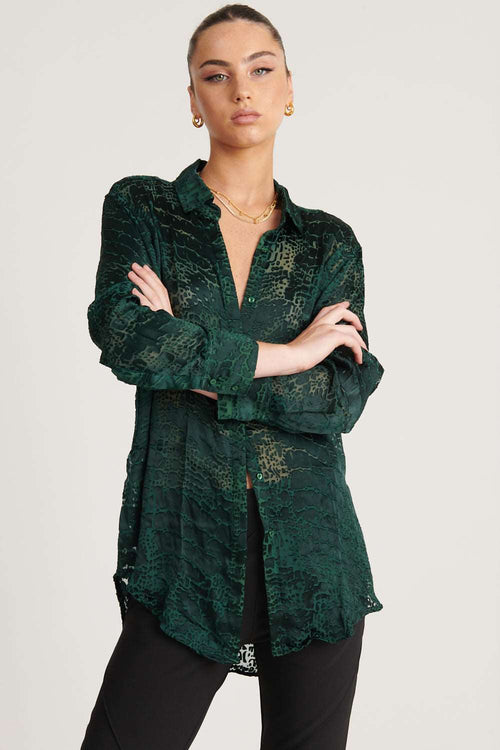 Rocky Rafaela Croc Silk Shirt Green