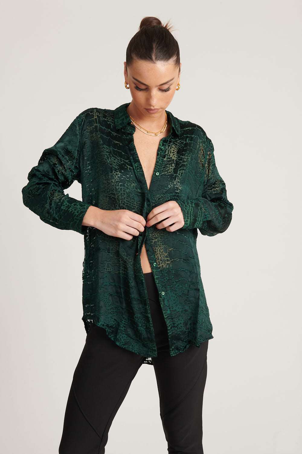 Rocky Rafaela Croc Silk Shirt Green