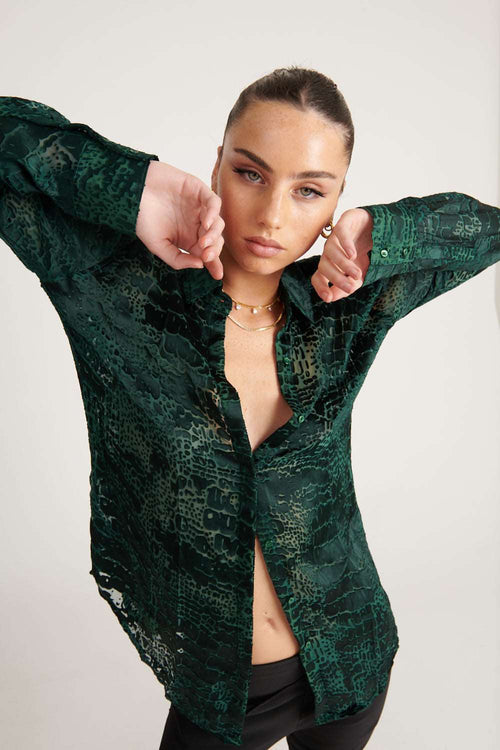Rocky Rafaela Croc Silk Shirt Green