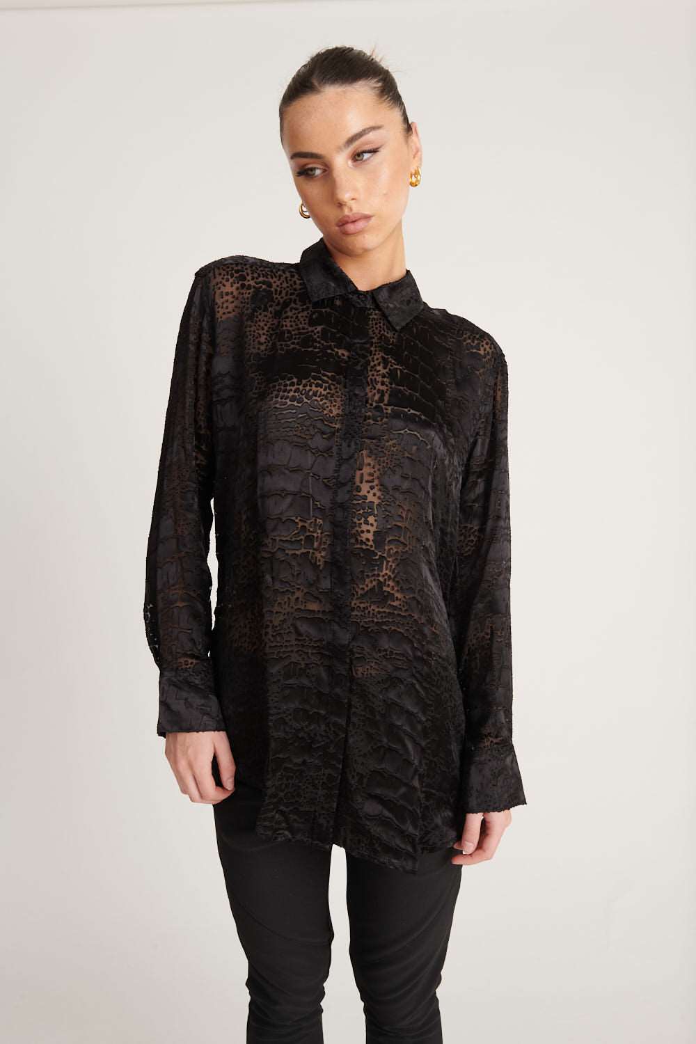 Rocky Rafaela Croc Silk Shirt Black