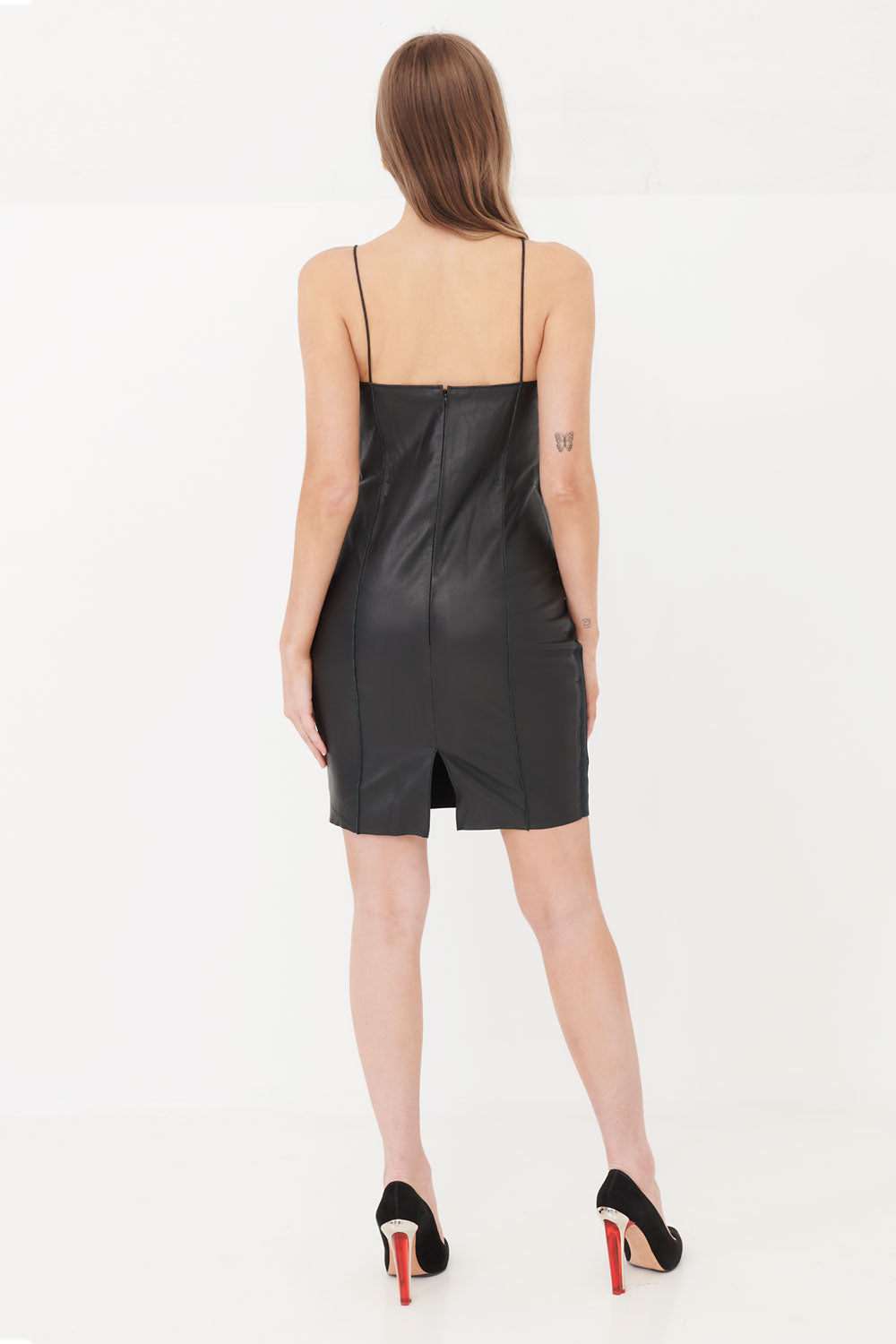 The First Date Leather Dress - Black