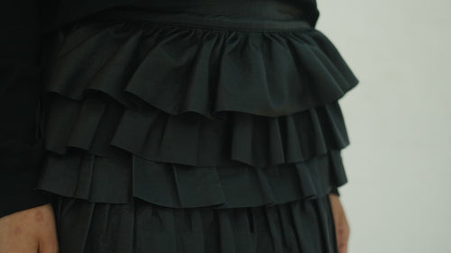Leather Frill Skirt Black